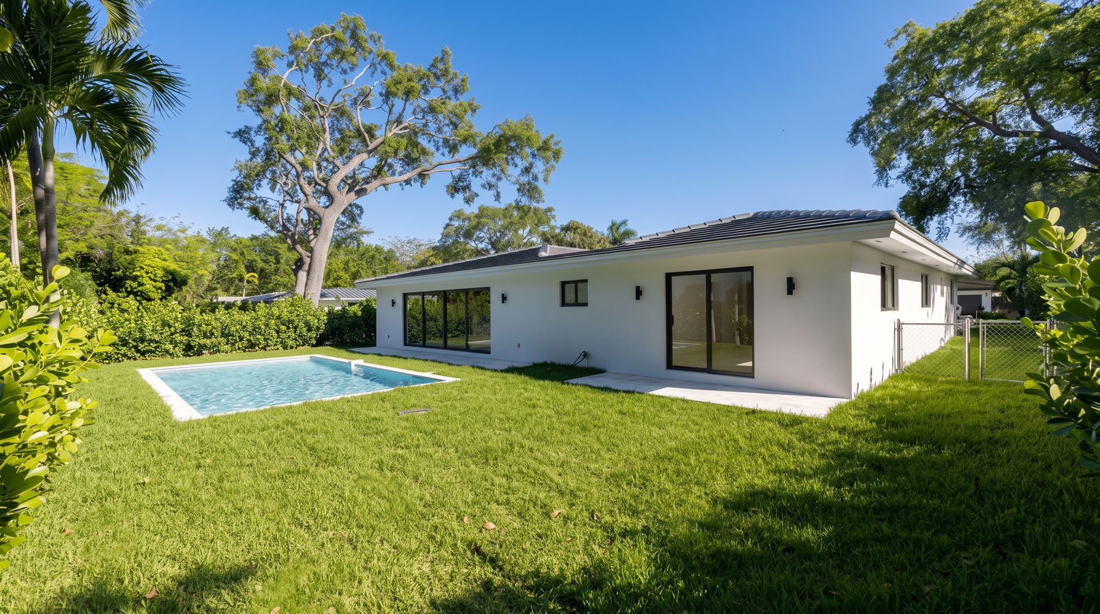 Rear elevation and new pool, Miami-Dade