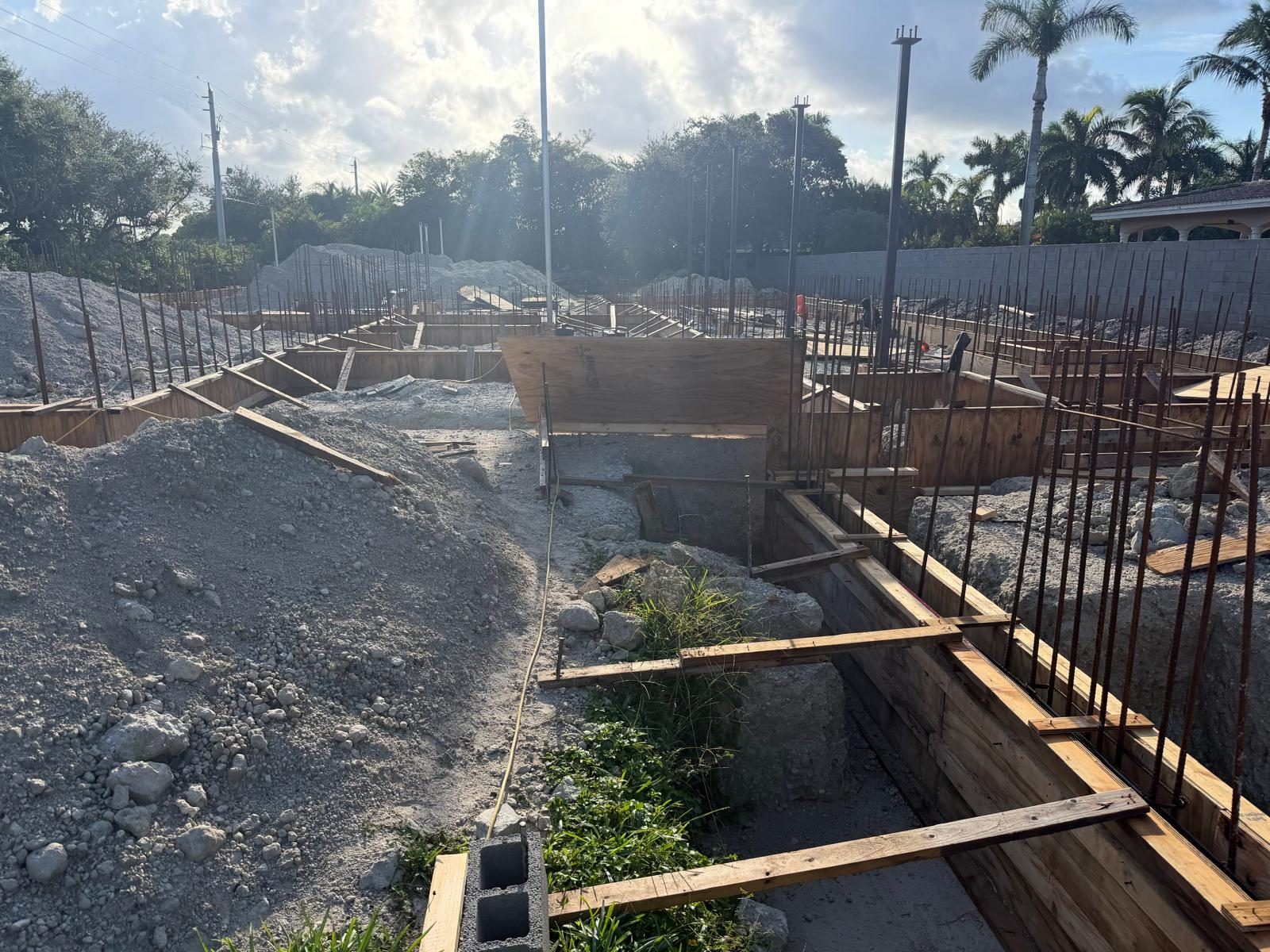 Footing formwork and reinforcing steel, Miami-Dade